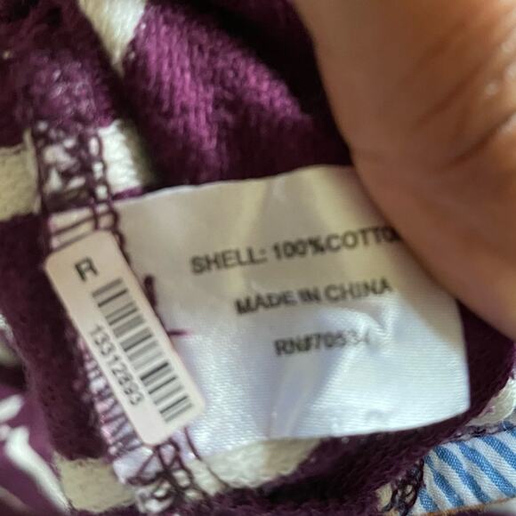 Orvis Sweatshirt Drawstring Mock neck front pouch pocket striped size large - Picture 5 of 7